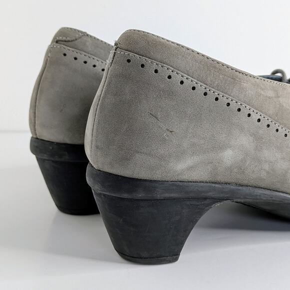 Naot Shoes EU 37 Gray Grey Oxford Low Heel Suede Lace Up Round Toe Comfort Retro - Picture 12 of 15